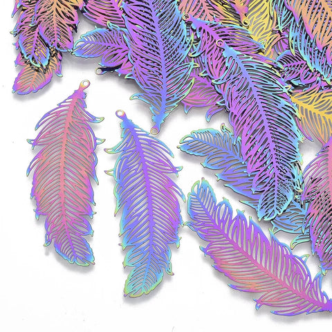 Multi-Colored Stainless Feather Embellishments