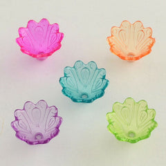 Transparent Color Mixed "VITRAIL" Flower Bead Caps