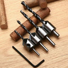 HSS Flute Countersink Drill Bit Set Woodcrafting Chamfer Tool 3-6mm S